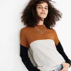 Madewell Colorblock Ashbury Mockneck Sweater